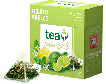 Чай Tea Moments "Mojito Breeze" зелений зі смаком мохіто, 20 пірамідок