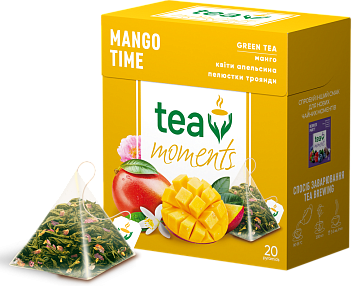 Чай Tea Moments "Mango Time" зелений зі смаком манго, 20 пірамідок