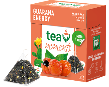 Чай Tea Moments "Guarana Energy" чорний з гуараною та кактусом 20 пірамідок