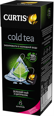 Чай Curtis "Cold Tea with Citrus" зелений ароматизований 15 пірамідок