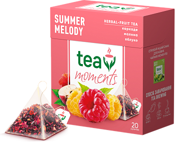 Чай Tea Moments "Summer Melody" фруктово-ягідний зі смаком малини, 20 пірамідок